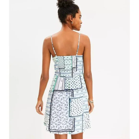 Ann Taylor LOFT Patchwork Twist Cutout Cami Dress 12 - Picture 3 of 3